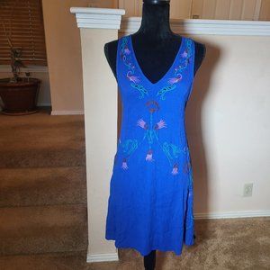 Intimately Free People Dark Blue Embroidered Sleeveless Shift/Dress - Medium